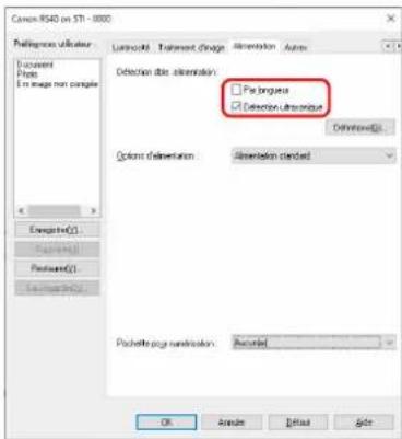 CANON imageFORMULA RS40 - Cochez la case [Par longueur] ou la case [Détction ultrasonique] (ou les deux). - 1