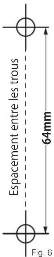 Espacement entre les trous 64mm Fig. 6