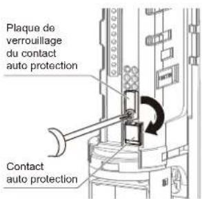 OPTEX SL350QNR - Lors de l'installation du détecteur sans le couvercle, verrouiller le contact auto protection avec la plaque de verrouillage sur l'éméteur sans que sur le récepteur. - 1