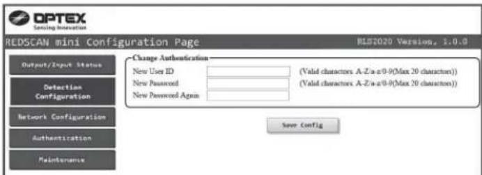 OPTEX RLS2020I - Authentification - 1