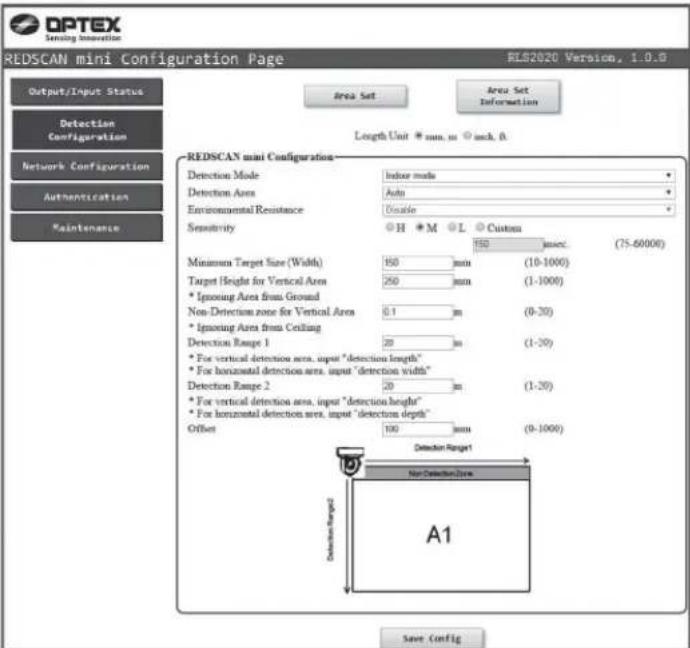 OPTEX RLS2020I - Configuration de la détection - 1