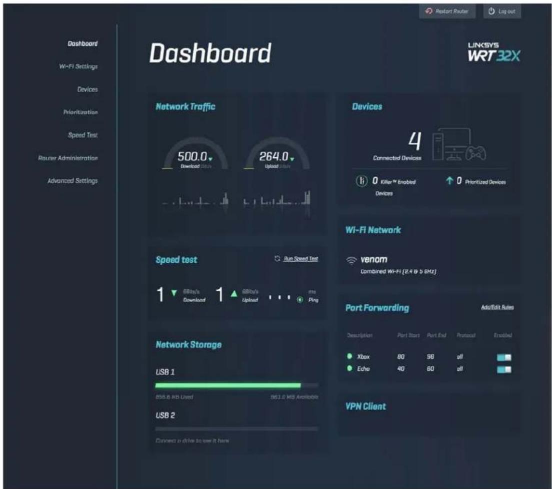 LINKSYS WRT32XB - Dashboard - 1
