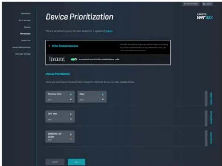 LINKSYS WRT32XB - Nastavení priority zařízení - 1