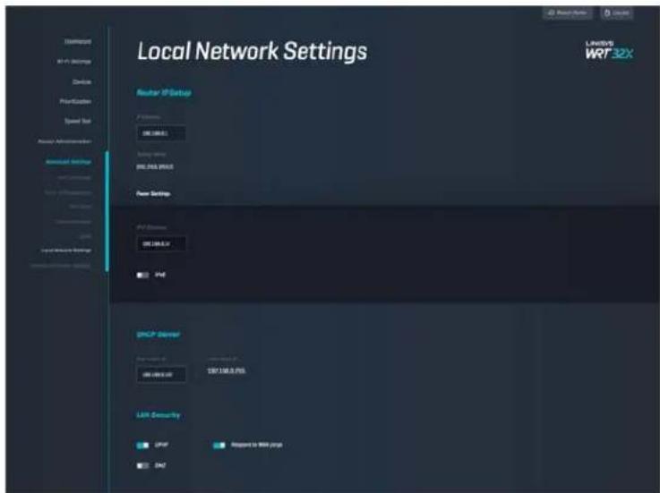 LINKSYS WRT32XB - Vietinio tinklo nuostatos - 1