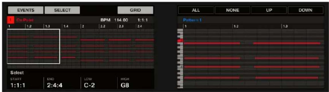 NATIVE INSTRUMENTS Maschine Mk3 - Mode event select : sélectionner des notes (pads en mode keyboard) - 1