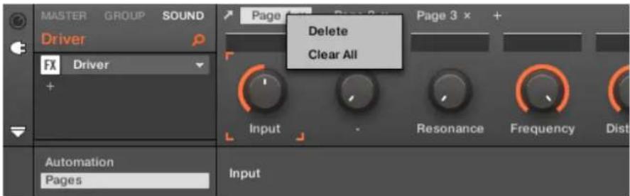 NATIVE INSTRUMENTS Maschine Mk3 - Noms des pages - menu contextuel - 1