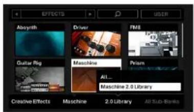 NATIVE INSTRUMENTS Maschine Studio - Listes en surimpression pour les catégories de produits, les banques et les sous-banques - 2