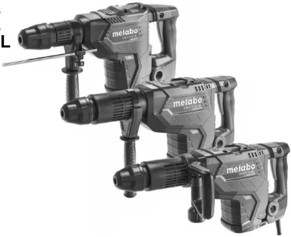 Three Metabo mobile drillers displayed against a plain background (no visible text or symbols on the devices themselves)