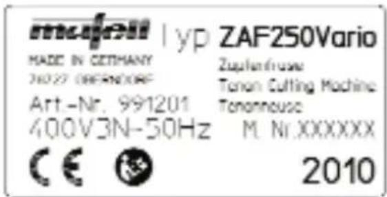 Mafell ZAF 250 Vario - Identification du constructeur - 1