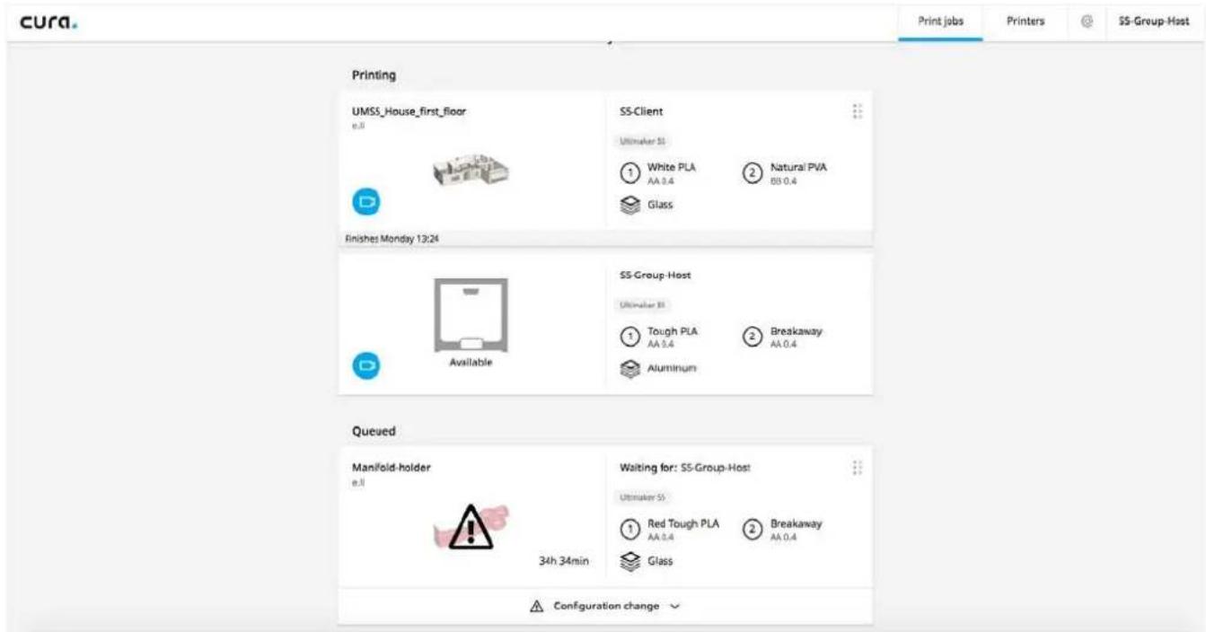 Ultimaker S5 - Pour lancer une impression via cura connect : - 3