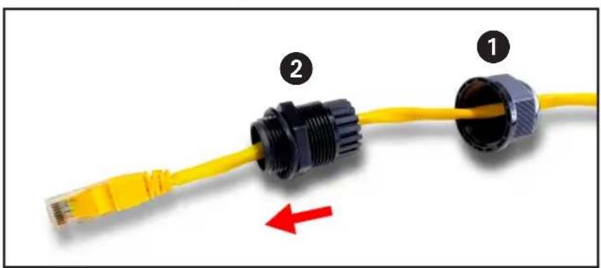Tripp Lite NPOEEXT2X1G30 - Installation der Kabelverschraubung mit RJ45 UTP-Kabel - 2