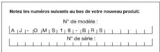 Aqua Joe AJOMS18BRS - Numéros de modèle et de série - 1