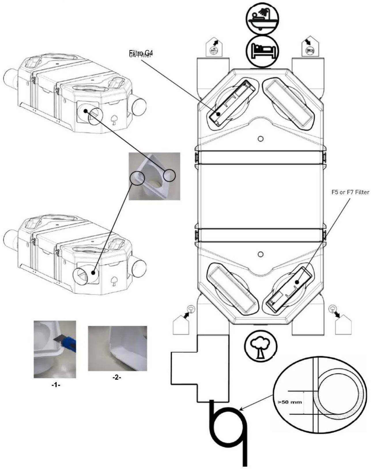 Soler & Palau CADS FLEXEO 210 - ON THE WALL - VERTICAL MOUNTING - FRESH INTAKE AIR ON THE RIGHT - 2