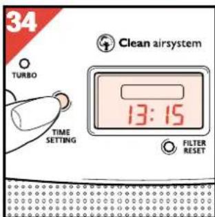 PHILIPS HR4345 - Hvordan ses uret (klokken) mens timeren er tilsluttet. - 1
