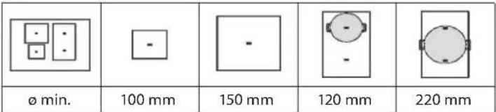 WHIRLPOOL WT 1090 BA - Minimumsdiameter på bunden af gryden/panden for de forskellige kogeafsnit - 1