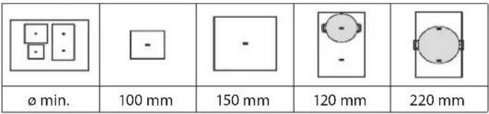WHIRLPOOL WT 1090 BA - Kjelens/pannens minste diameter for de ulike kokesonene - 1