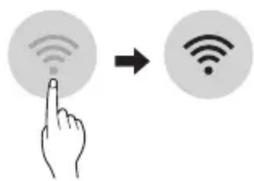 Diagram showing a hand interacting with wireless signals to form a Wi-Fi symbol