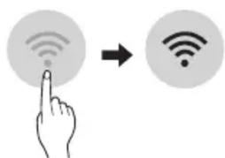 Diagram showing a hand interacting with wireless signals to form a Wi-Fi symbol.