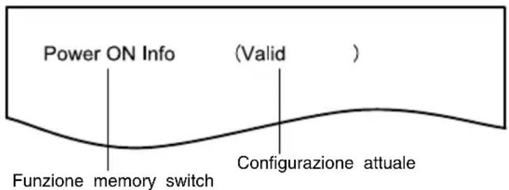 Power ON Info (Valid ) Funzione memory switch Configurazione attuale