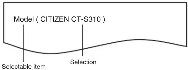 Model ( CITIZEN CT-S310 ) Selectable item Selection