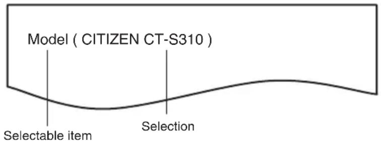 Model ( CITIZEN CT-S310 ) Selectable item Selection
