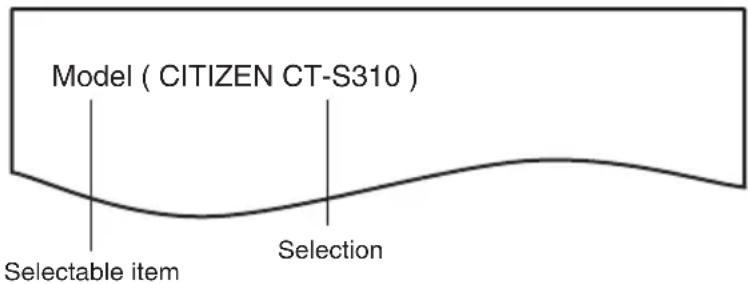 Model ( CITIZEN CT-S310 ) Selectable item Selection