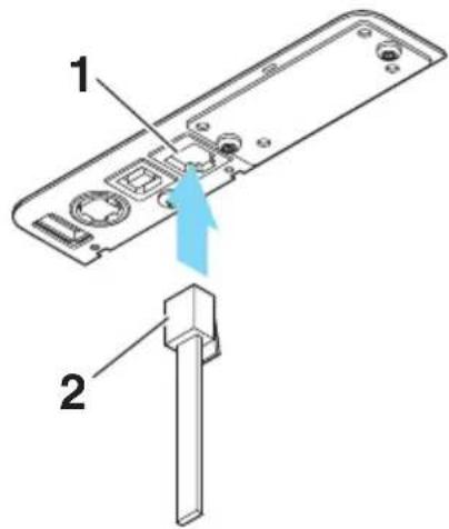 Diagram showing a device's internal structure with labeled parts and an arrow indicating direction of movement.