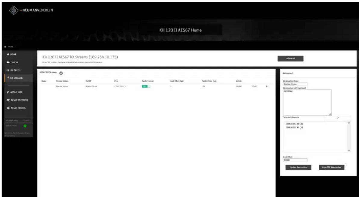 NEUMANN V 402 - Routage avec RX STREAMS et un fichier SDP - 1