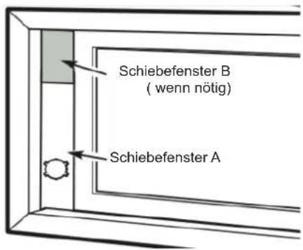 Schiebefenster B ( wenn nötig) Schiebefenster A