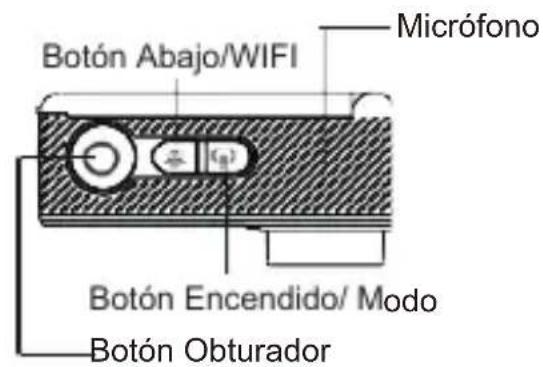 Botón Abajo/WIFI Micrófono Botón Encendido/ Modo Botón Obturador