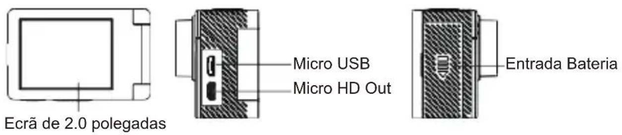 Ecrã de 2.0 polegadas Micro USB Micro HD Out Entrada Bateria