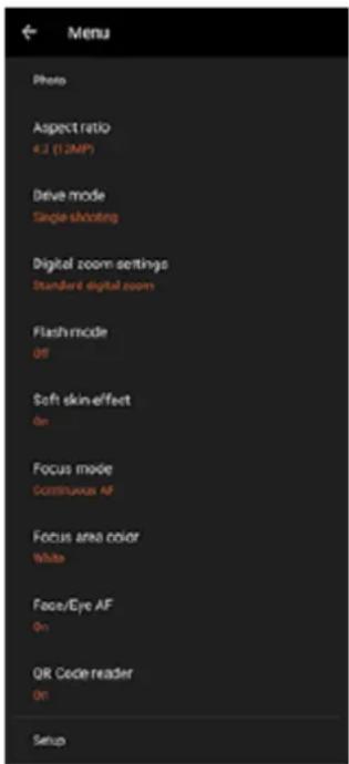 SONY Xperia 5 IV - Définition des réglages de l'appareil photo - 1