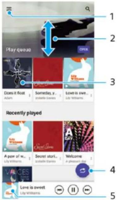 SONY Xperia 5 IV - Écran d'accueil de l'application musique - 1