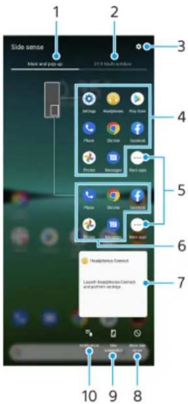 SONY Xperia 5 IV - Présentation du menu détection latérale - 1