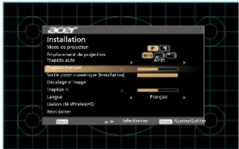 ACER H6541BDK - Menu d'installation - 1