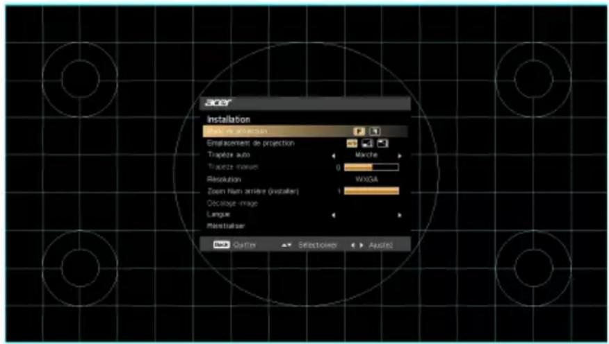 ACER PD2325W - Menu d'installation - 1