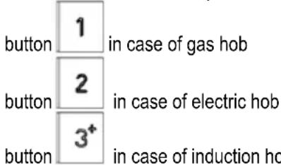 button 1 in case of gas hob button 2 in case of electric hob button 3+ in case of induction ho