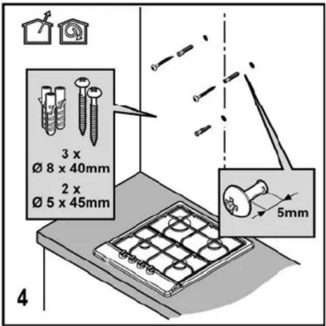 3 x Ø 8 x 40mm 2 x Ø 5 x 45mm 5mm 4