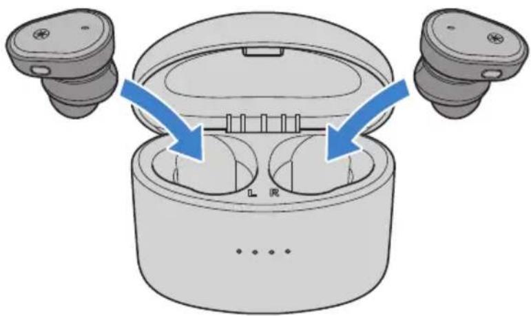 YAMAHA TWE5B - Placez les écouteurs dans leur boîtier chargeur. - 1
