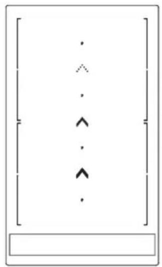 Diagram showing a vertical column of symbols including dots, up/down arrows, and an arrow symbol, enclosed in a rectangle.