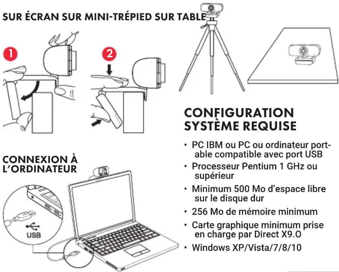 ProXtend X502 - Positionnement de la WEBCAM - 1