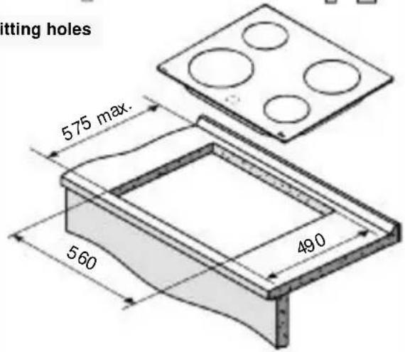 fitting holes 575 max. 560 490