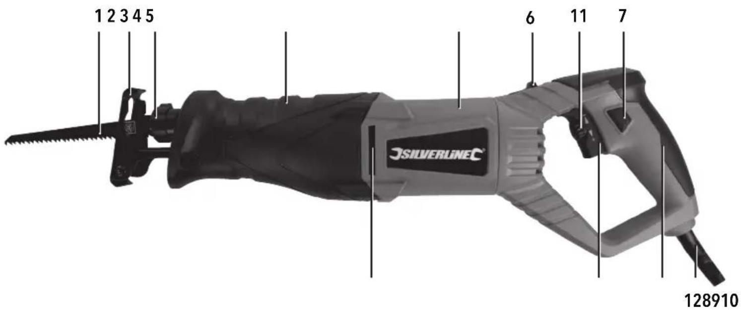 SILVERLINE 937675 - 800W Reciprocating Saw 180mm - 1