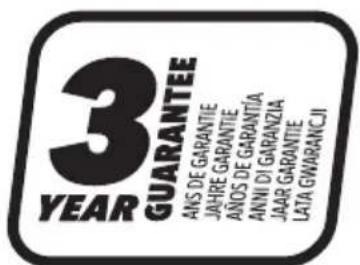3 YEAR GUARANTEE ANS DE GARANTIE JAHRE GARANTIE ANOIS DE GARANTIA ANNI DI GARANZIA JAAR GARANTIE LATA GWARANCJI