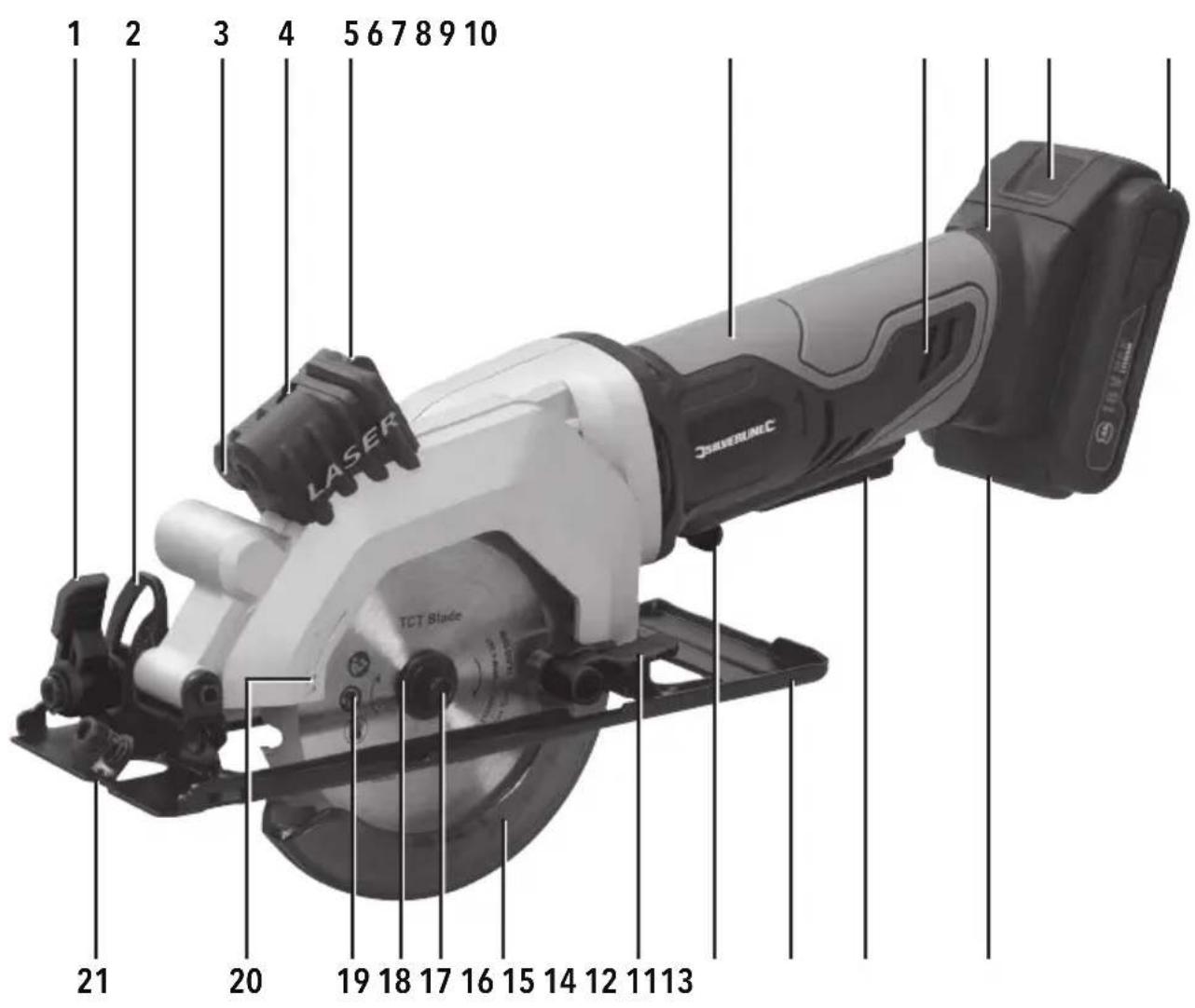 SILVERLINE 938778 - 18V Mini Circular Saw 115mm - 13