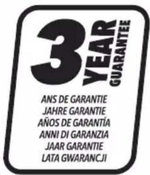 3 YEAR GUARANTEE ANS DE GARANTIE JAHRE GARANTIE AÑOS DE GARANTÍA ANNI DI GARANZIA JAAR GARANTIE LATA GWARANCJI