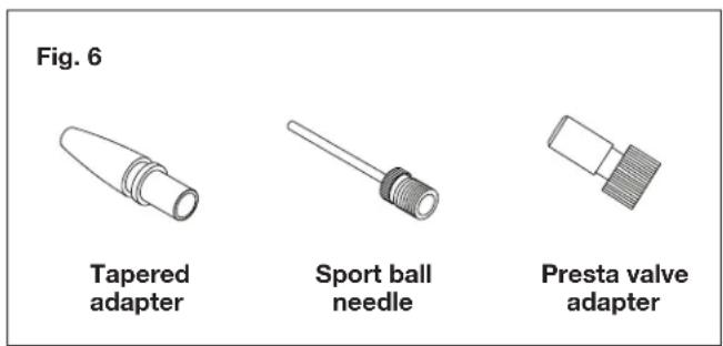 Fig. 6 Tapered adapter Sport ball needle Presta valve adapter