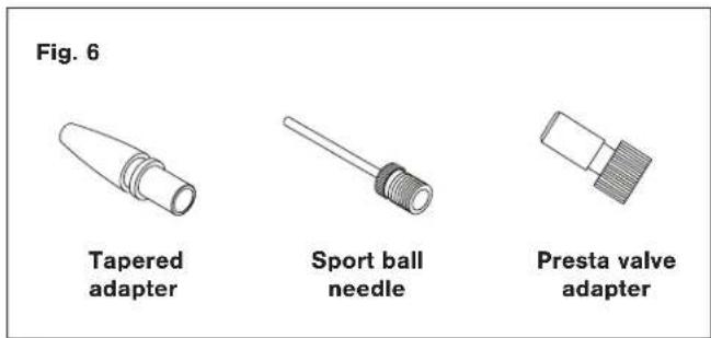 Fig. 6 Tapered adapter Sport ball needle Presta valve adapter