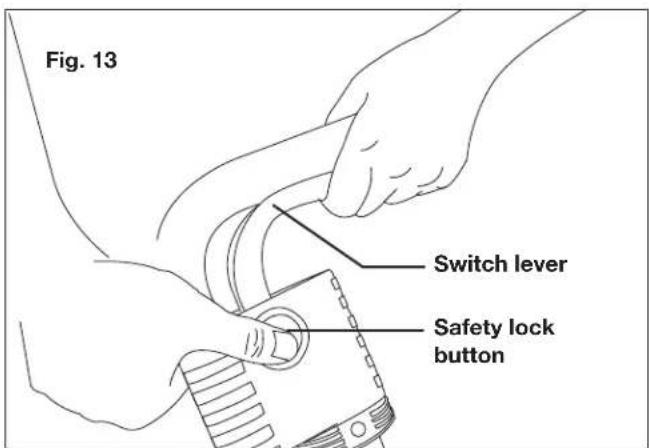 Fig. 13 Switch lever Safety lock button