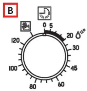 FRANKE SGP 62 M GFF - O botão do controle de minutos de final de cozedura (B) - 1